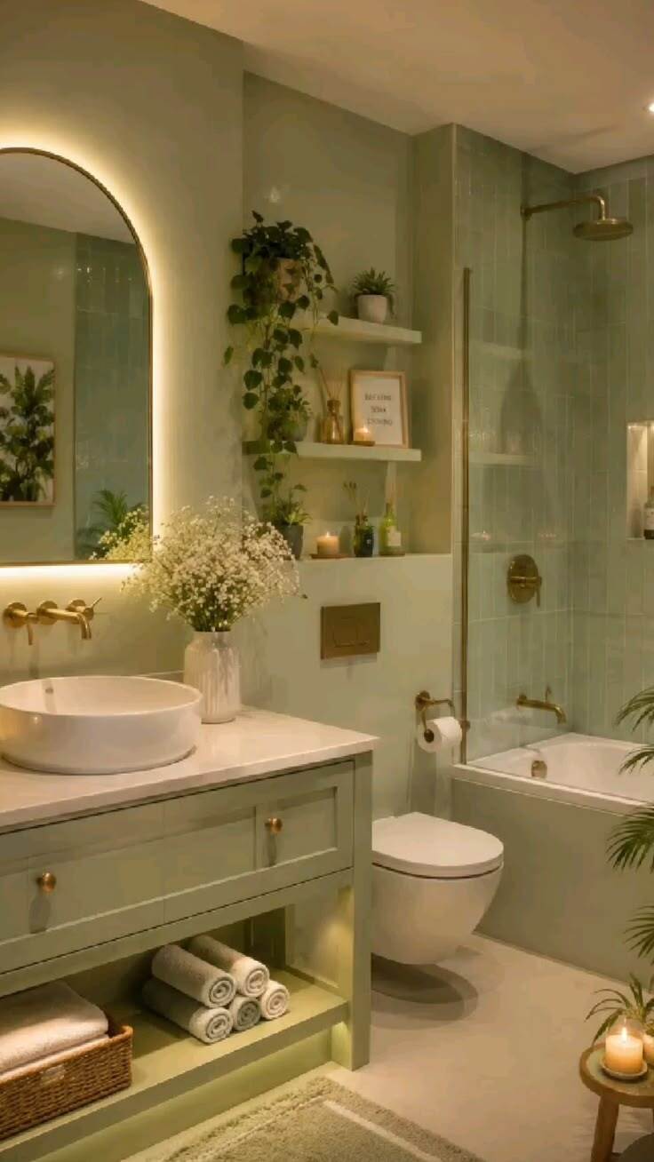 green and beige bathroom 30