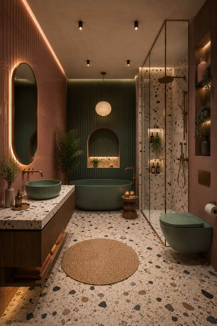 green and beige bathroom 35