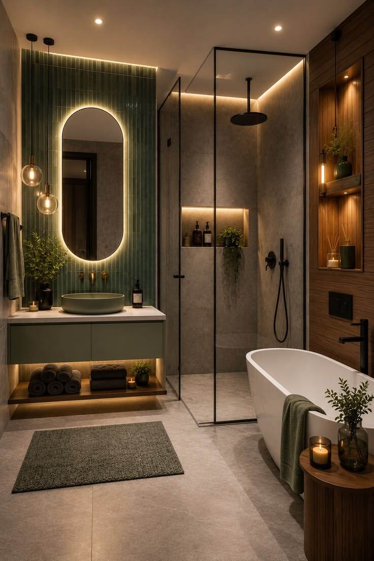 green and beige bathroom 38