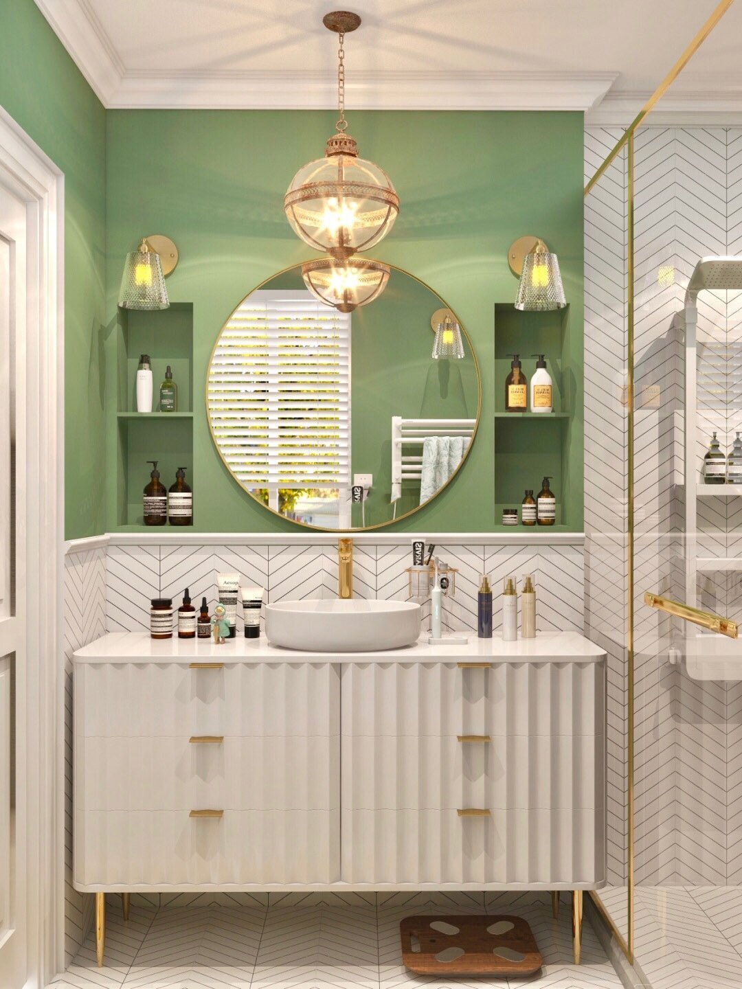 green and beige bathroom 4