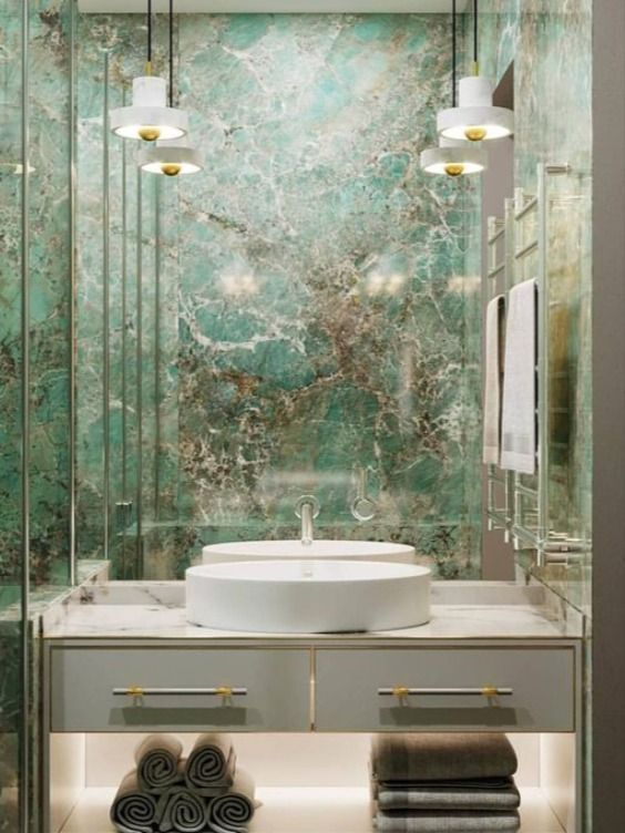green and beige bathroom 7