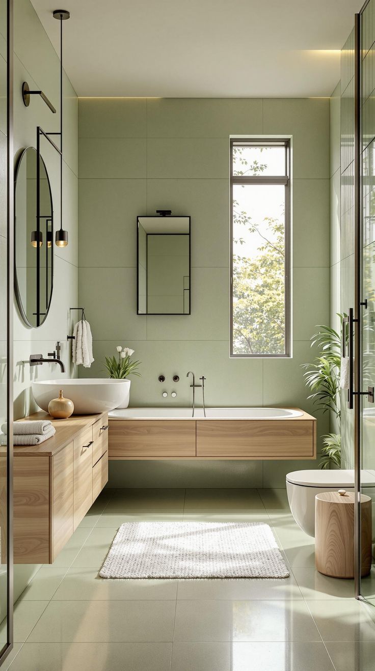 green and beige bathroom 9